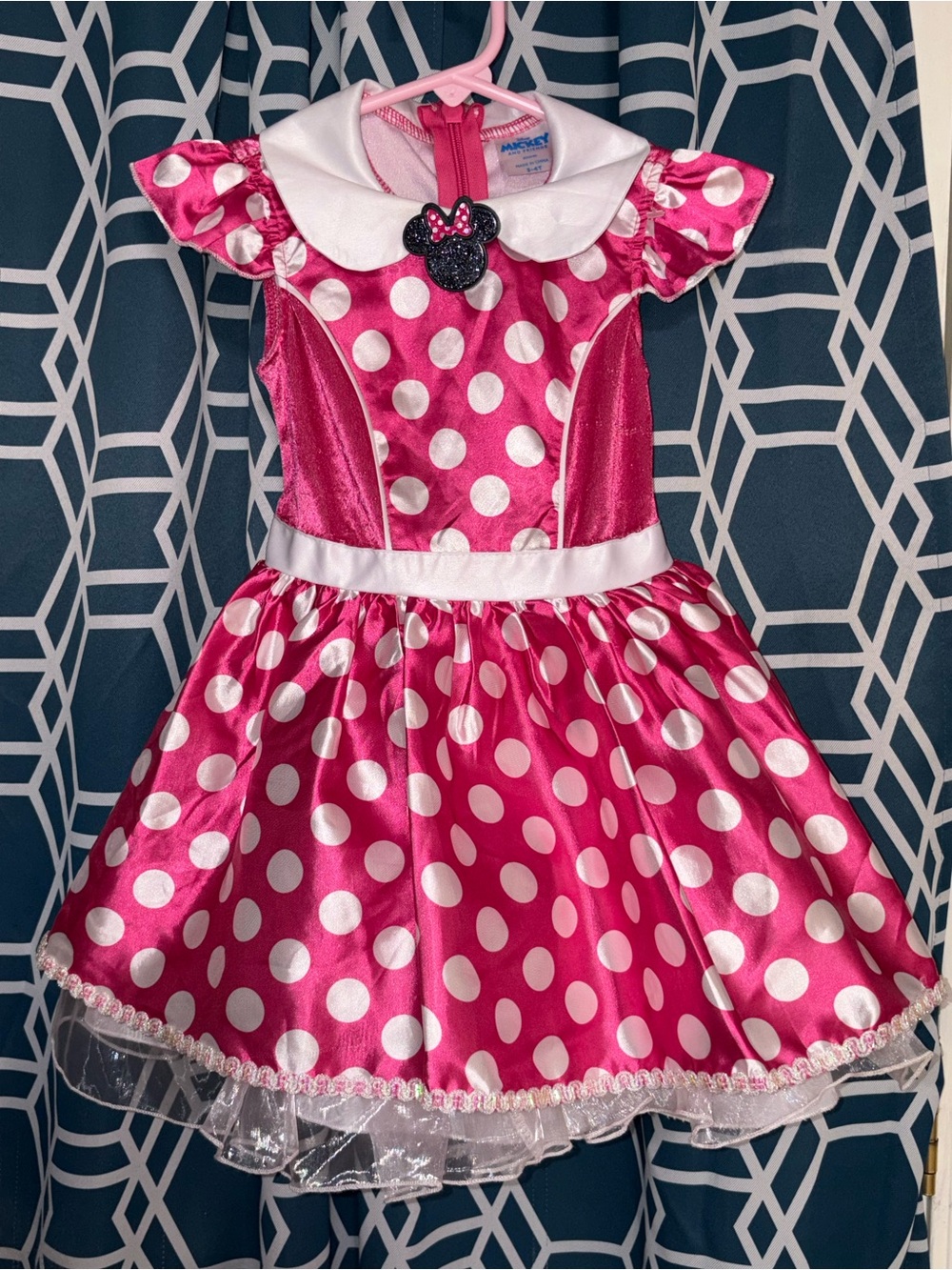 Disney Minnie Mouse Pink White Polka Dot Costume Dress Toddler Size 3T-4T Girls